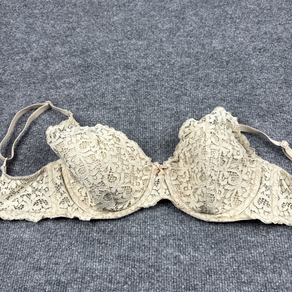 Victoria Secret Bra 34DD Demi Body  Lined Demi Beige Nude Lace Fairy Y2K